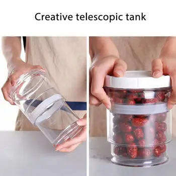 

Press Grain Vacuum Storage Tank Repeated Use Flexible Multifunction Adjustable Fresh Crisper Kitchen Tool Fridge Storage Tank