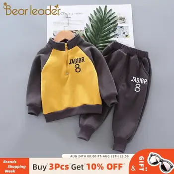 

Bear Leader 2020 New Children Boys Winter Warm Clothing Suits 2PCS Letter Print Pullover and Solid Pants Girls Casual Active Set