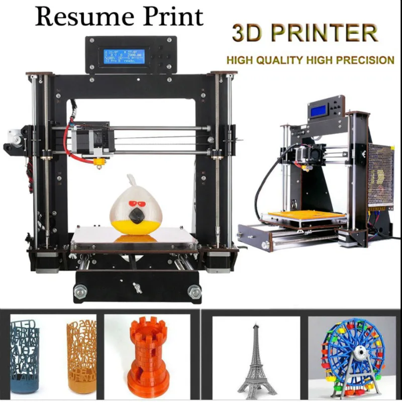 Zrprinting i3 3d принтер новейшая версия A8 Высокоточный 3d принтер DIY набор бесплатно 1,75 мм печать на выходе из строя питания