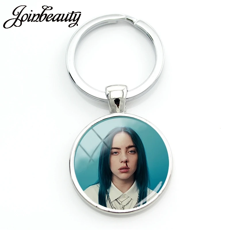 JOINBEAUTY, хип-хоп, музыка, звездное искусство, изображение, брелок Billie Eilish, женский брелок, кольцо, держатель, подарок на день рождения, ювелирное изделие HB09