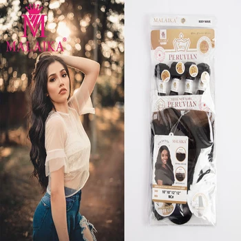 

MALAIKA Body Wave Hair Bundles With Frontal Peruvian Natural Black Human Hair Extensions Lace Closure For Black Women
