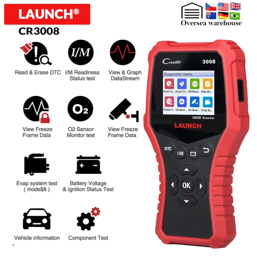 LAUNCH X431 CR3008 OBDII Автомобильный сканер считыватель кодов creader 3008 диагностический