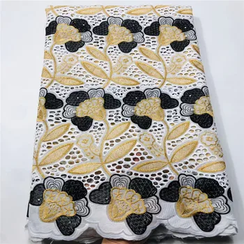 

New Design Embroidered Lace Cotton Laces Fabrics 2020 Latest High Quality Swiss Voile Laces Fabrics 5 Yards with stones A66-675