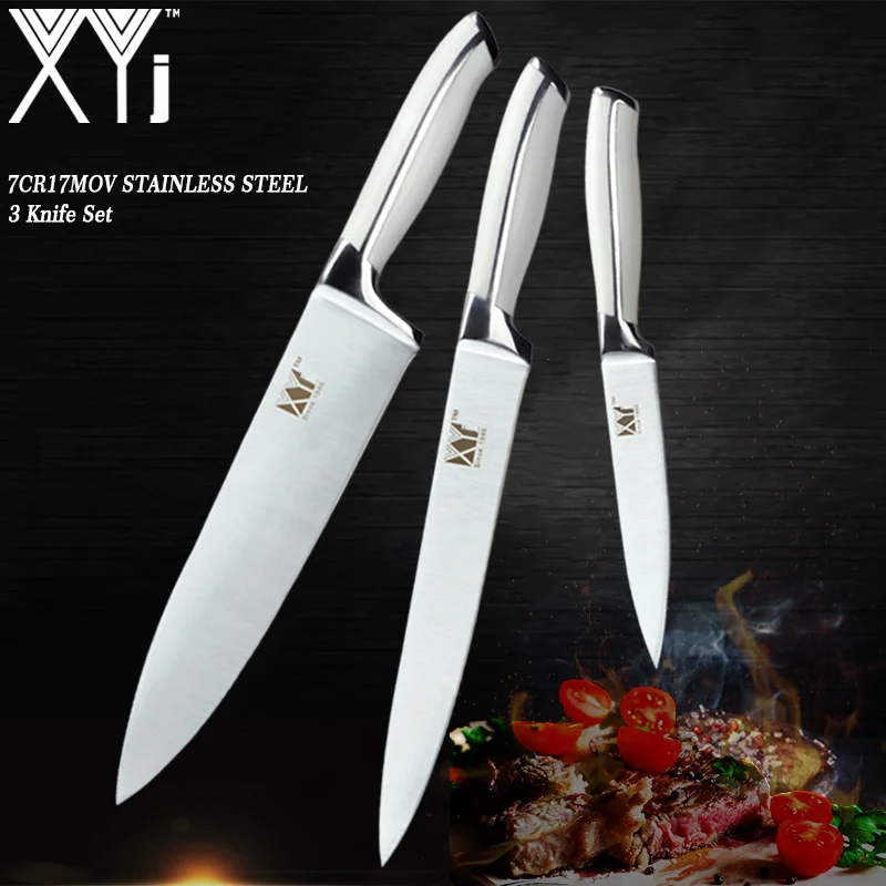 XYj профессиональный набор кухонных ножей из нержавеющей стали 4 шт., нож для шеф-повара, хлеба, сантоку, нож 7Cr17Mov/440A, нож в немецком стиле - Цвет: B