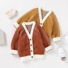 Manteau Cardigan à manches longues pour bébés filles, nouvelle collection hiver, couleur Pure, col en v, tricot pour enfants 