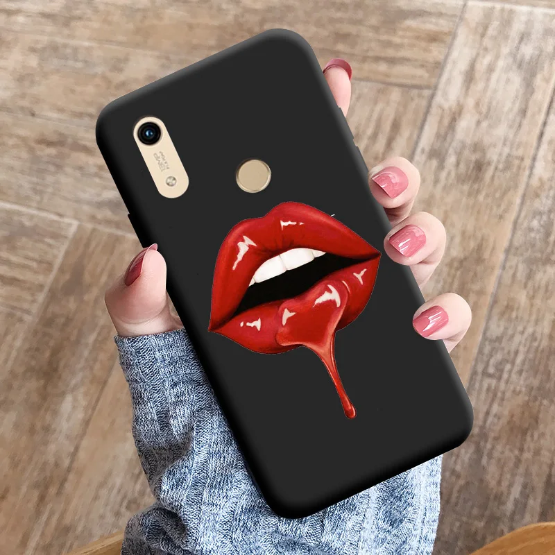 Personality Black For Honor 8A Pro Case Personality Tide Shell  For Huawei Y6 Prime 2019 CaseCute Cat For HUAWEI Y6S Fundas Case phone pouch bag Cases & Covers