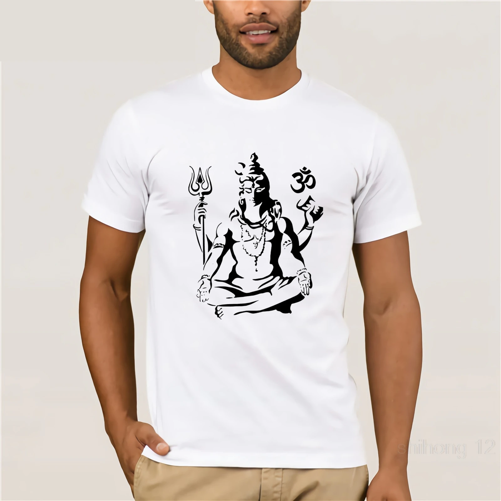 Лорд Шива эскиз футболки мужские короткий рукав стильная футболка Crewneck