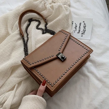 

Small PU Leather Rivets Crossbody Bags For Women 2020 Shoulder Messenger Bag Female Travel Handbags Chain Cross Body Bag