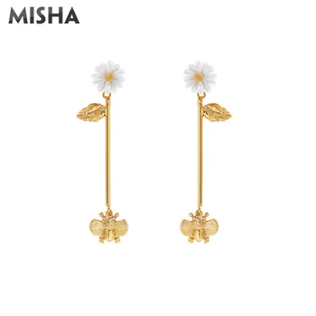

MISHA New Drop Earrings Flower Bees Luxury Jewelry High Quality Long Earrings Ladies Girls Gift Jewelry 2216