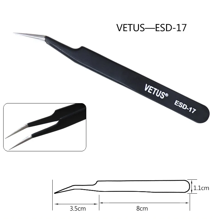 ESD 17 VETUS Пинцет для ресниц и бровей 3D/6D объем накладных ресниц для наращивания сверхтонких ресниц Пинцет для наращивания ресниц инструменты для макияжа глаз - Цвет: ESD 17