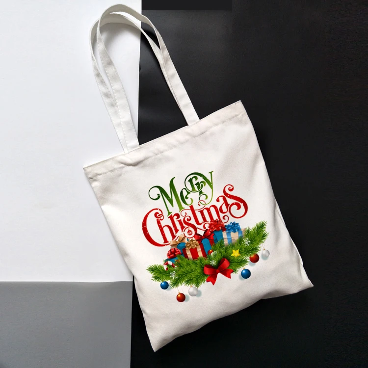Женская Холщовая Сумка, Рождественская сумка для покупок, забавная Рождественская сумка-тоут, Harajuku, повседневная женская сумка на плечо, Ulzzang, сумки