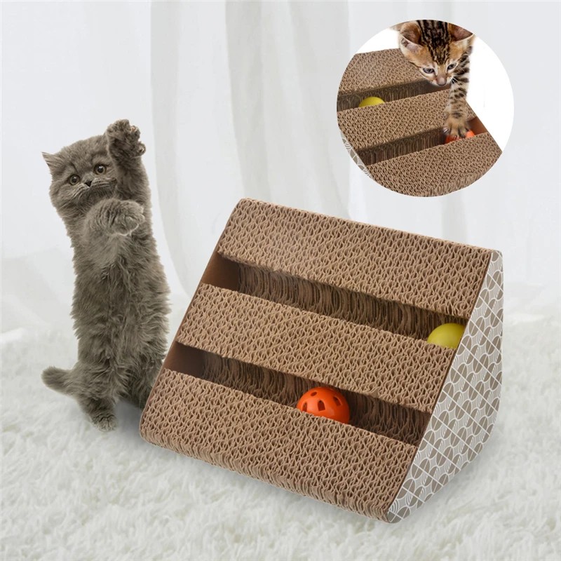 

Dozzlor Cat Scratch Board Straight/S/W Shape Big-size Double-sided Durable Pet Scratcher Pad Bed Mat With Toy Claw Care Cat Toy