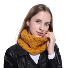 Женские шарфы, Зимний вязаный шарф-снуд, теплый бесконечный снуд, женский шарф с кольцом и петлей, Модный Круглый шейный платок