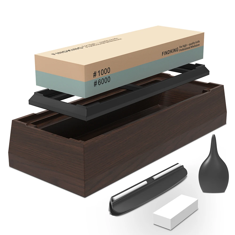 

FINDKING Professional Knife Sharpener 1000/6000 Grit Whetstone Sharpening Stones Grinding Stone Water Kitchen Tool with Holder
