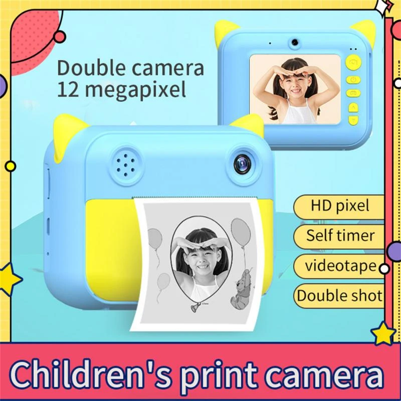 1pc New Kid Instant Print Camera Thermal Printing Camera Digital Photo Camera Girls Toy Child Camera Video Boy's Birthday Gift good digital camera