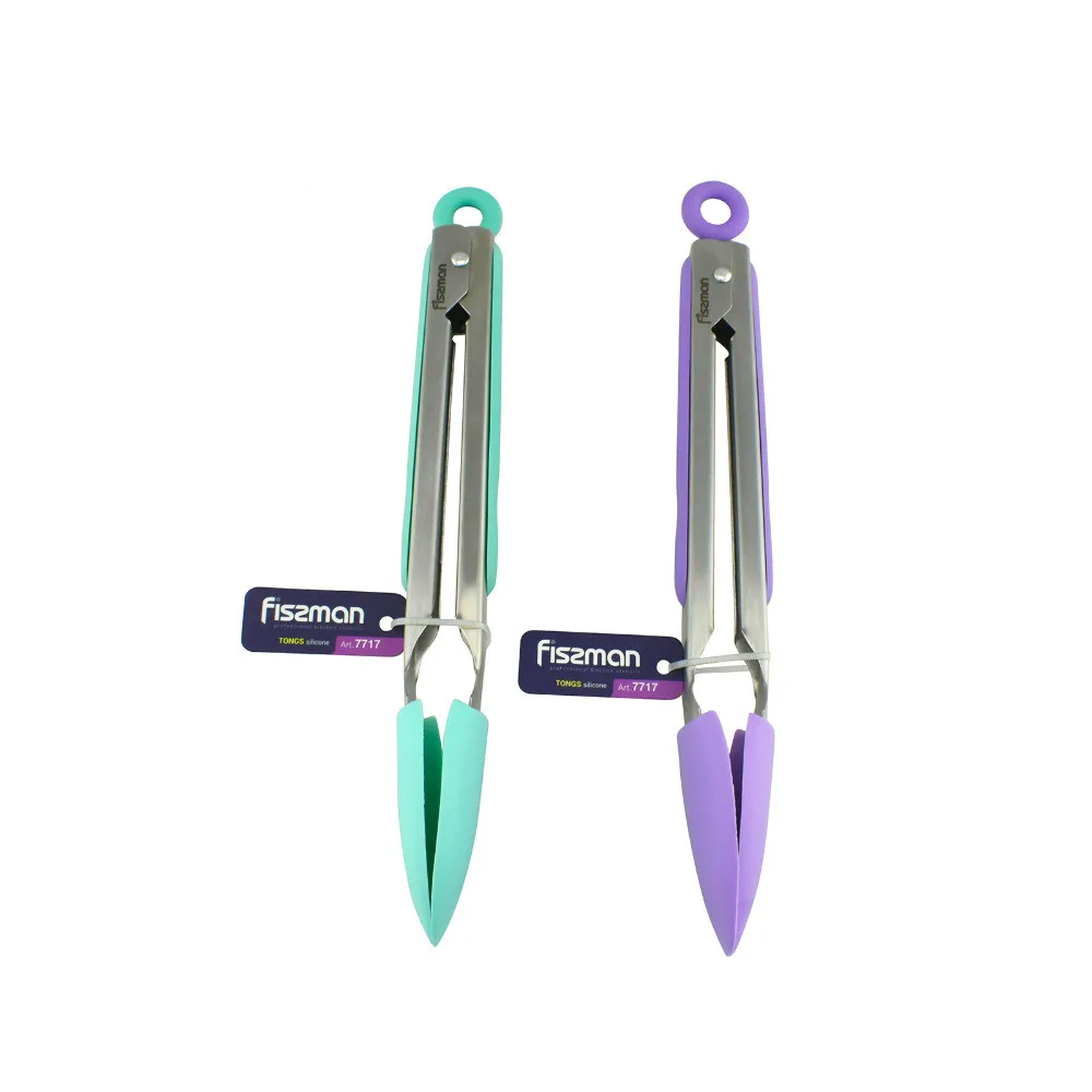 Silicona comida Tong Acero inoxidable Abrazadera para servir ensalada barbacoa cocina Tools-1pcs