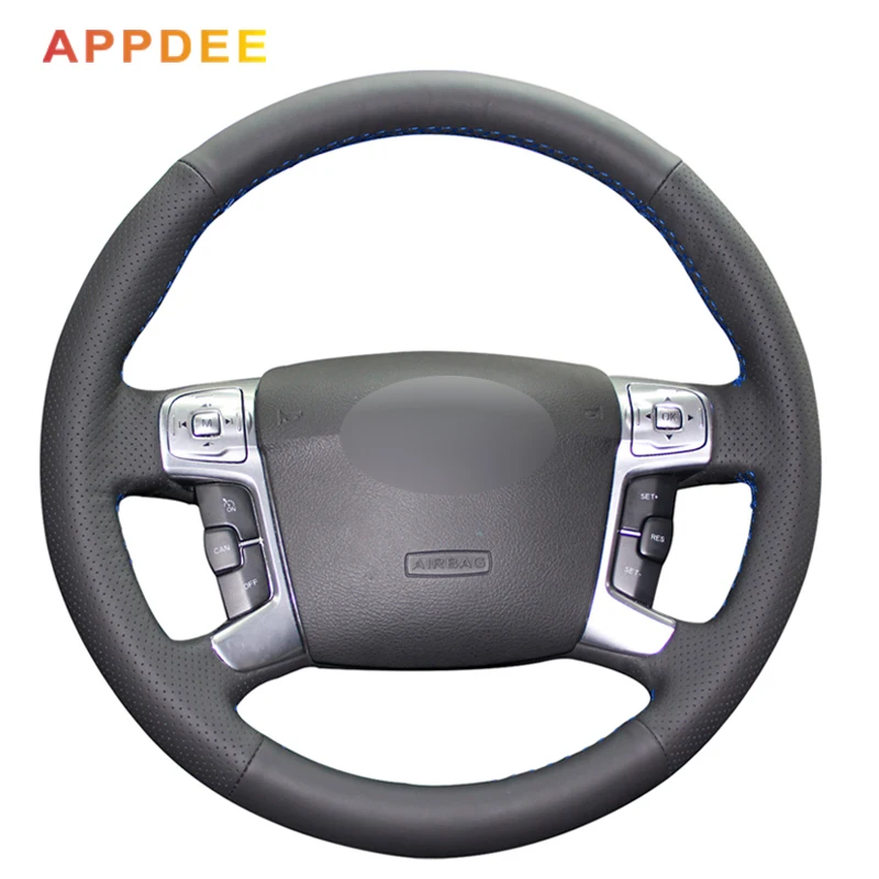 Искусственная кожа черного цвета для Ford Mondeo 2007 2012 Mk4|car steering wheel cover|steering coverwheel cover |