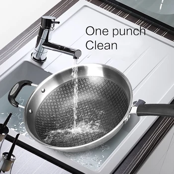

Honeycomb Non-Stick Wok Spatula 34cm Smokeless Wok Cookware Frying Pan 304 Stainless Steel Non-Slip Fried Egg Pot Cooking