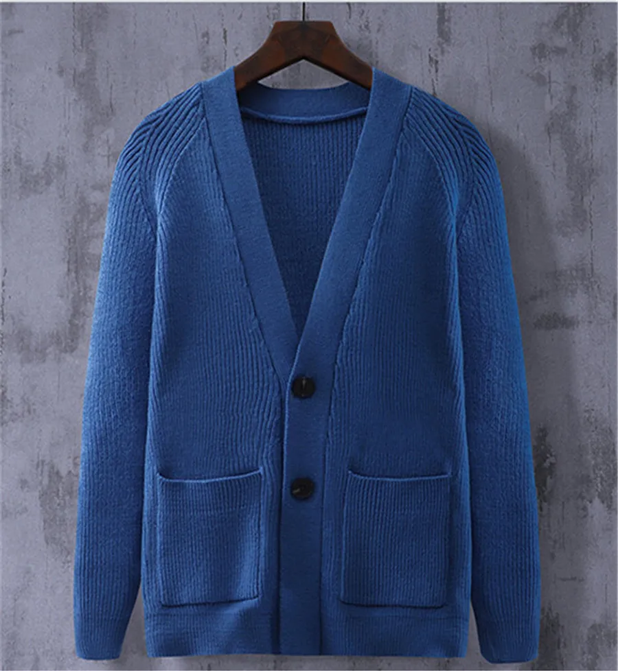 

Cardigan Men Sweater V Neck Single Breasted Long Sleeve Men Clothing Casual Solid Loose Men Outerwear