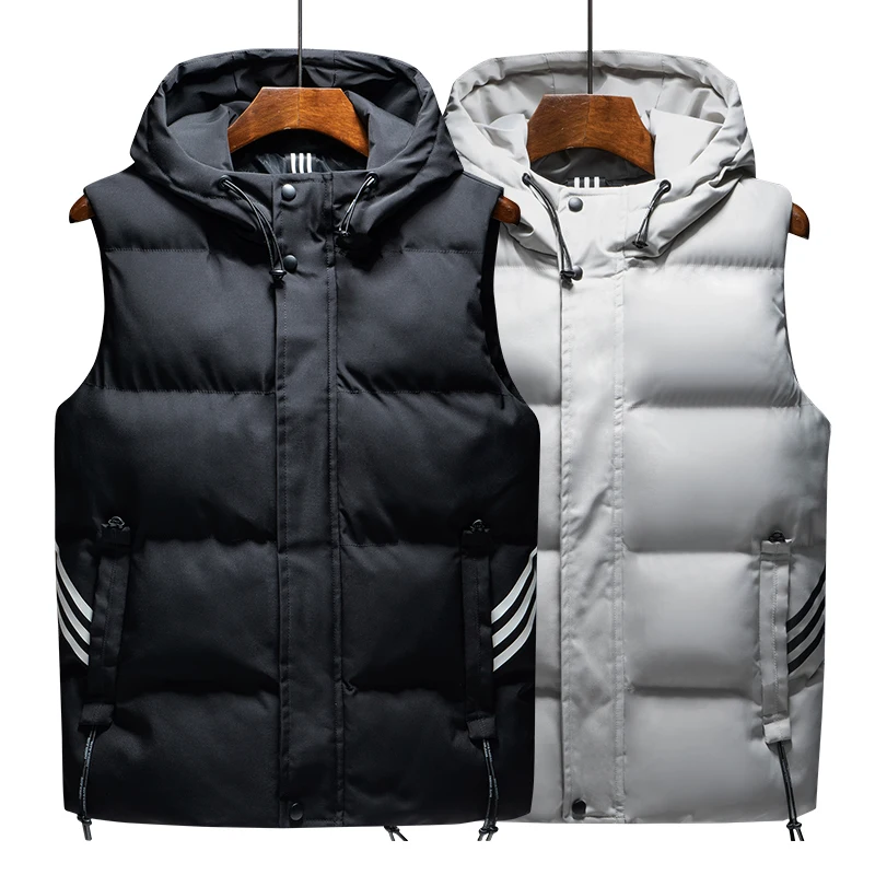 

hooded Hoodies Man Vests Winter Sleeveless Jacket for Men Warm Black Waistcoat Men Clothing Coat Chaquetas Hombre Oversized 7XL