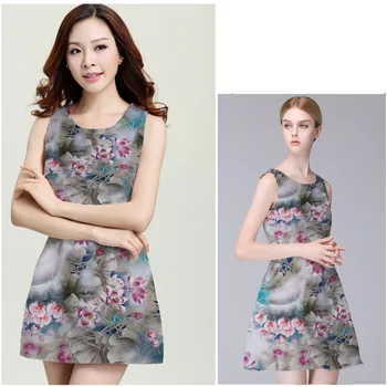 

108cm wide silk stretch satin fabric meter digital inkjet Chinese silk fabric satin dress cheongsam fabric wholesale silk cloth