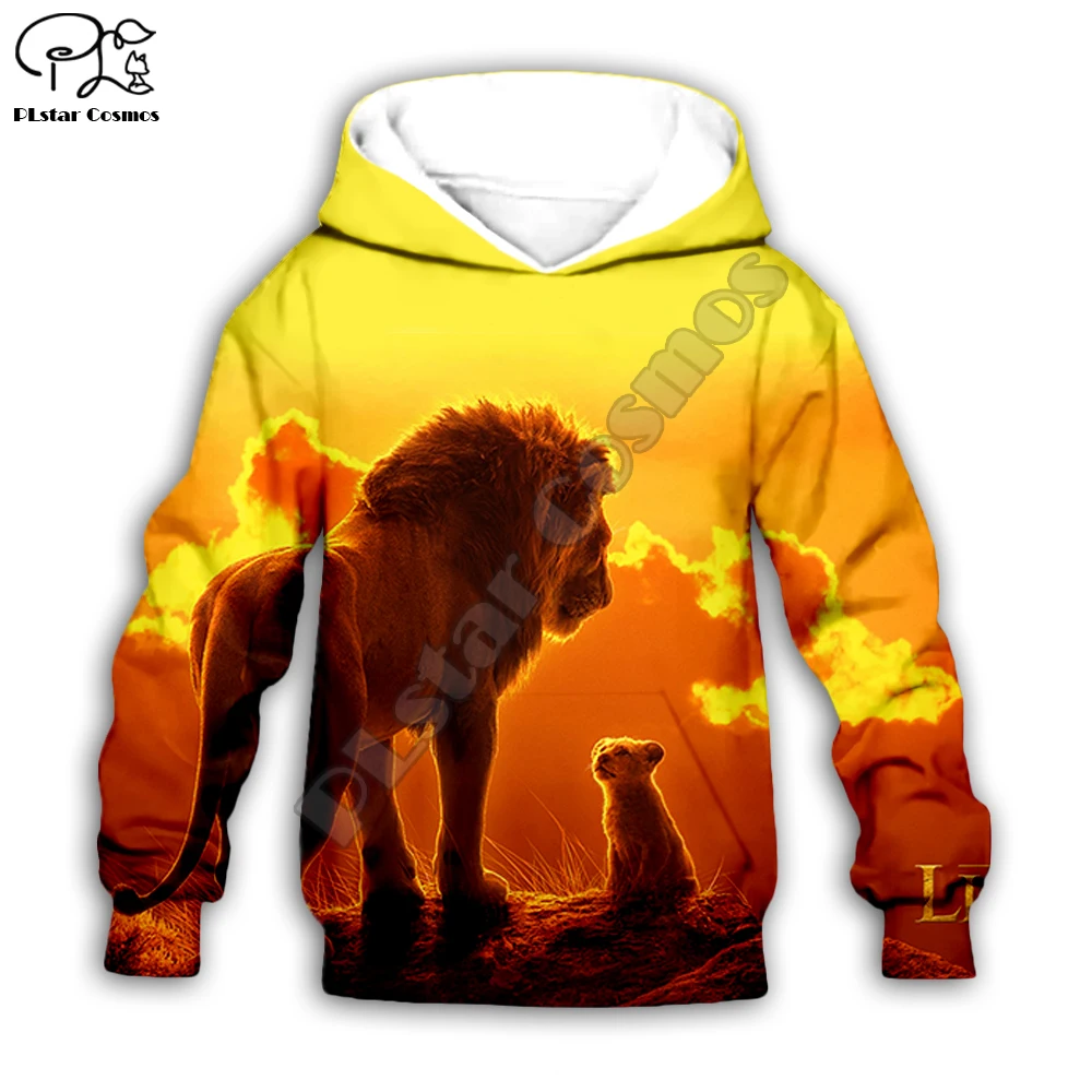Mufasa/толстовки с капюшоном «Король Лев» детские толстовки на молнии с 3d принтом топ с длинными рукавами для мальчиков и девочек, штаны, Прямая поставка