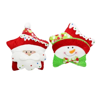 

2 Pcs Christmas Decorations Stars Pillow Christmas Decorations Christmas Gift Star Pillow - Green & Red