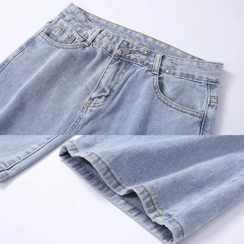Высокая талия джинсы Широкие Женские повседневные джинсовые брюки класс основы прямые брюки женские бойфренды уличная мешковатая Палаццо синий