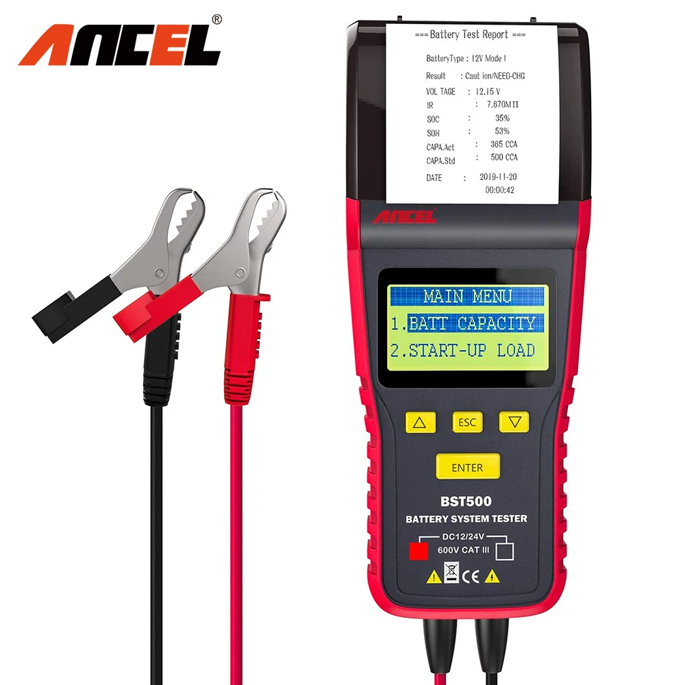 

ANCEL BST500 12V/24V Car Battery Tester Automotive Battery Load Tester Cranking Charging Analyzer with Printer Diagnostic Tool