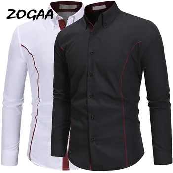 

ZOGAA Men Tops Fashion Men's Shirt Personality 2020 Casual Slim Long sleeve Shirts Men Solid Dress Shirts Top Blouse