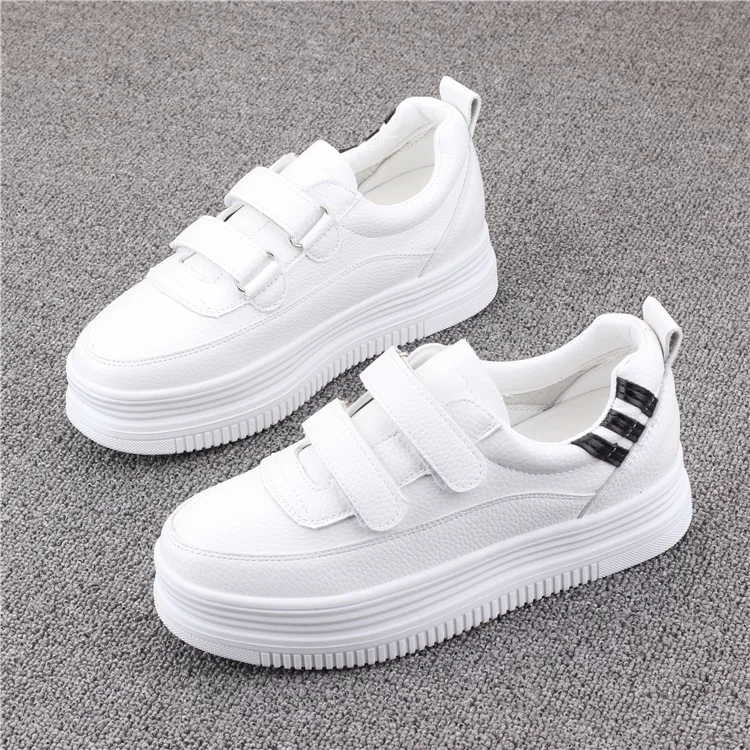 

Thick Bottomed White WOMEN'S Shoes Spring And Autumn 2019 New Style Velcro Korean-style Versitile Fashion Platform White Shoes W