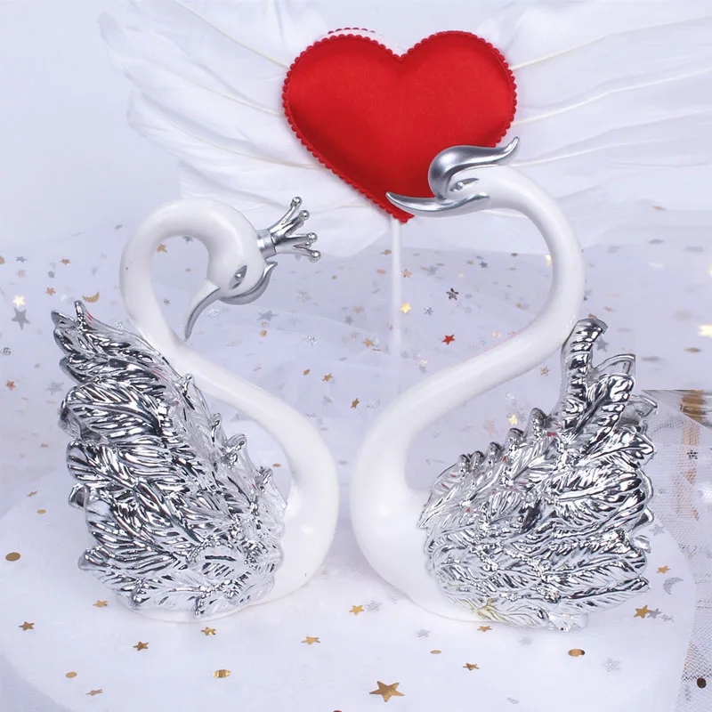 10cm new swan action figure with gold/silver plated Swan model figure toy cake decoration gifts for girls