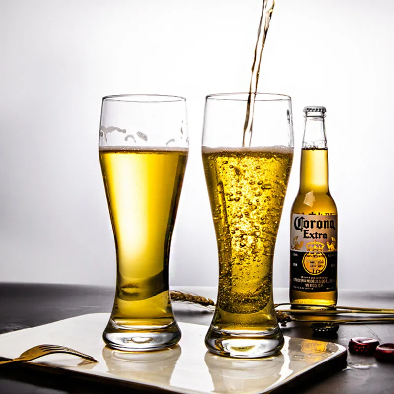 2Pcs Wheat Beer Glass Large Capacity Crystal Glass Goblet White Beer Tasting Cup Party Bar Club Drinkware Vodka Whiskey Pint Cup