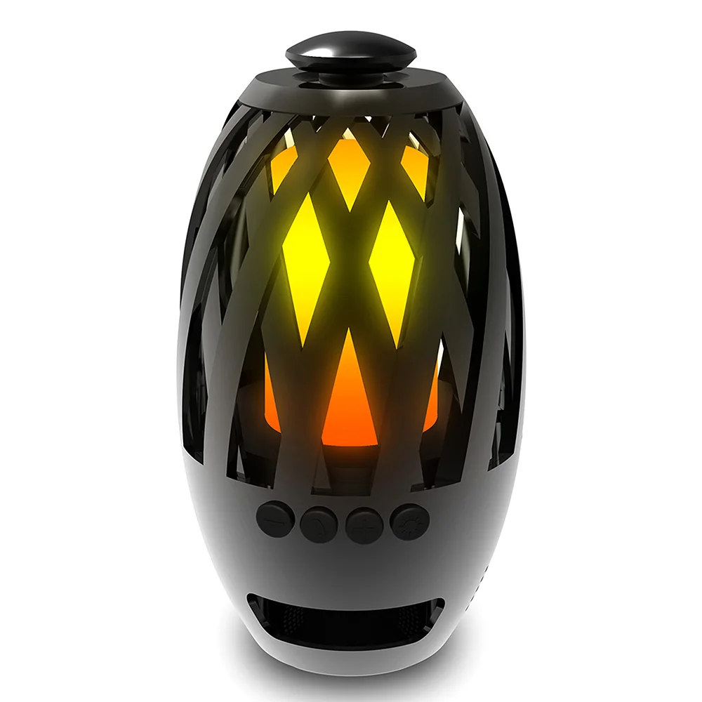 2в1 пламенный свет Bluetooth динамик светодиодная интерьерная подсветка стерео, беспроводная, Портативная колонка с музыкальной лампочкой Открытый Кемпинг НЧ-динамик - Цвет: black