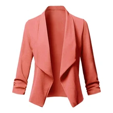 Women Solid Blazers Cardigan Coat Long Sleeve Female Blazers and Jackets Ruched Asymmetrical Casual Business Suit Outwear