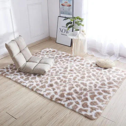 Tie-dye bedside mat thicken balcony coffee table blanket encryption plus soft color solid floor mat living room leopard carpet - Цвет: 5