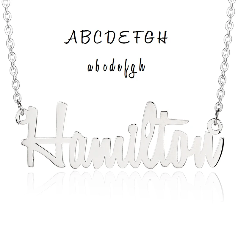 RainMarch ожерелье с именами на заказ и Подвеска для женщин, индивидуальная именная табличка, ожерелье, Прямая поставка, ювелирное изделие, подарок - Окраска металла: font22