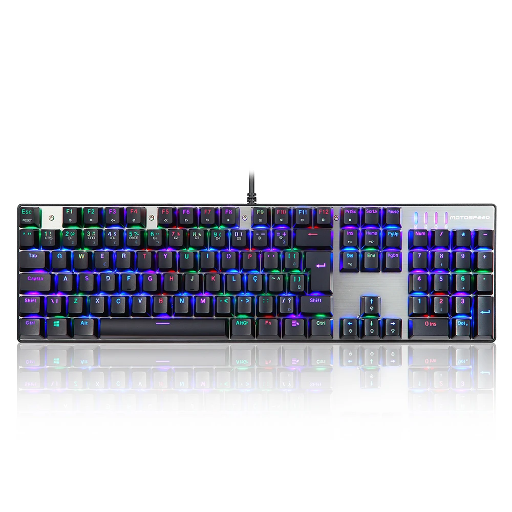 MOTOSPEED CK104 Механическая игровая клавиатура Проводная USB красочная светодиодная подсветка игровая клавиатура с 104 клавишами для геймера