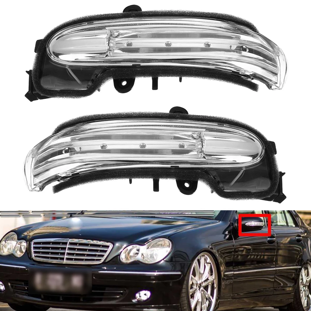 2Pcs Rearview Mirror Turn Signal For Mercedes Benz C Class W203 4 Door