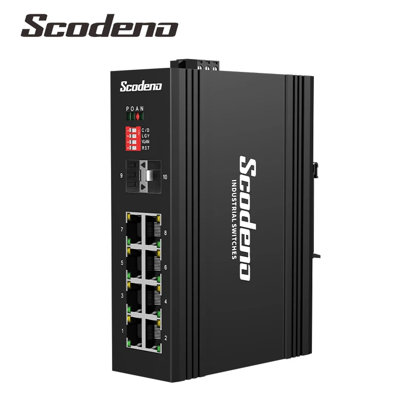 Scodeno 8-портовый промышленный гигабитный сетевой Неуправляемый коммутатор на
