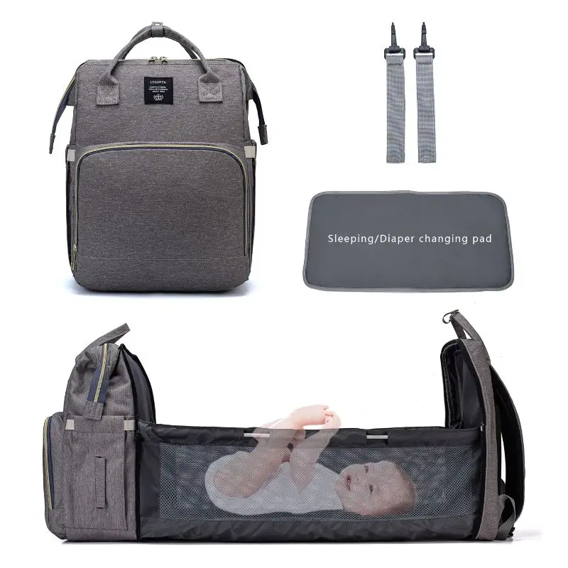 

Premium New 2 IN 1 Large Capacity Diaper Bag Backpack Multifunctional Foldable Baby Bed Crib Bag Maternity Handbag Stroller Bag