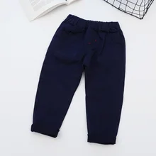 Весенняя одежда для мальчиков, весенняя одежда, новые стильные повседневные штаны, брюки, прямые штаны с эластичной резинкой на талии, 1H13