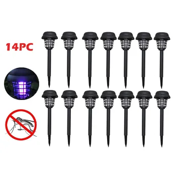 

14PC Solar Powered LED Light Outdoor Mosquito Pest Bug Zapper Insect Killer Lamp Garden courtyard solar mosquito killer #35