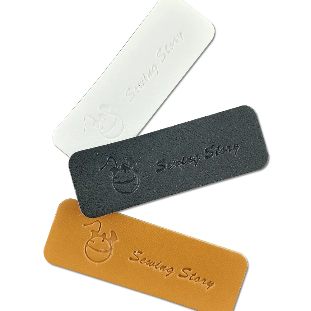 36pcs Diy Hand Made Leather Tags For Clothing Brand Pu Embossed Logo Labels Handmade Leather Gift Label For Children Name
