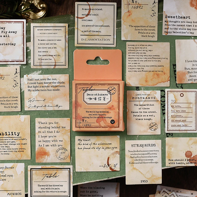 45PCS Vintage Coffee Stain Sticker DIY Scrapbooking Junk Journal Base Collage Phone Diary Album Gift Seal Decoration Material | Дом и сад