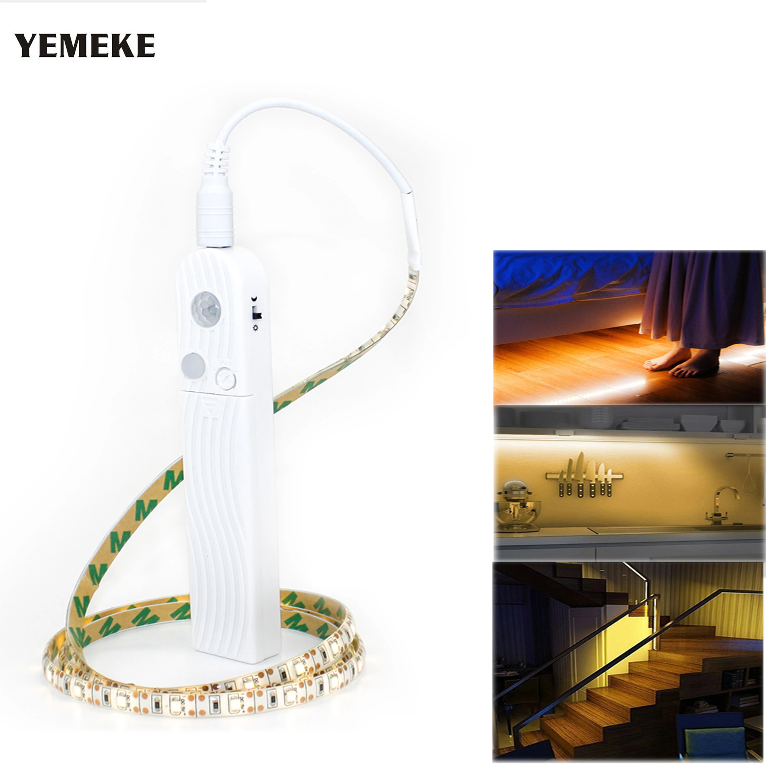 

PIR Motion Sensor LED Cabinet 1m 2m 3m 4m 5m Strip tape light For Background Closet Wardrobe Stairs Hallway Battery AAA Power