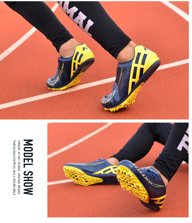Мужские спортивные и полевые кроссовки, профессиональные шоковые спринт, одноцветные кроссовки для бега, легкие спринт, обувь с шипами