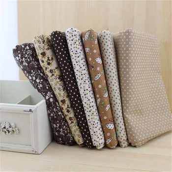 

CF731 Coffee Colors Dots Flowers Printed 50x50cm 7 in one set 100% Cotton Fabrics For DIY Handmade Manual Patchwork Materials