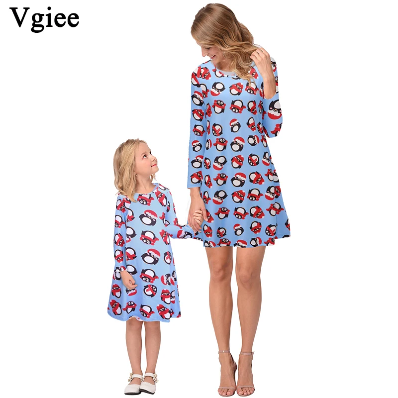 

Vgiee Mother Daughter Dresses Christmas Matching Pajamas Cotton Print Full Pattern for Cartoon Mommy and Me Clothes Outfit CC679