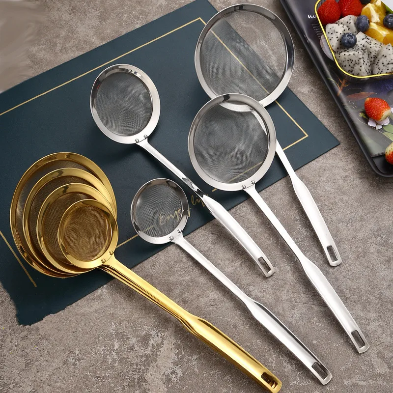 

Stainless Steel Wire Fine Mesh Colander Oil Strainer Hot Pot Food Skimmer Filter Flour Sieve Household Kitchen Accessories